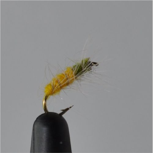 FLY1152 - Superpuppa Yellow Oliv Brown Hackle - Str.14<br>