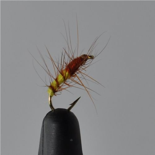 FLY1213 - Superpuppa Yellow/Olive – Str.14<br>Superpupa, mest brugte flue ved mange Nordiske elve<BR>
Str.6 og 8 har jeg selv fiske Silver Salmon med i Michigan med stor held<BR>
prøv den i en Norsk elv, så skal du se løjer