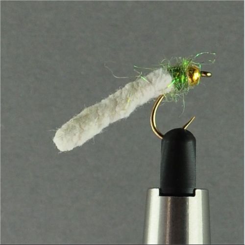 GHMAG001 - Maggot - Farve: Hvid med grøn glimmer og guld hoved - Str. : 10