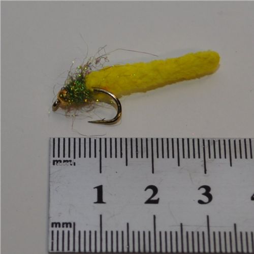 GHMAG004 - Maggot - Farve: Gul med grøn glimmer og guld hoved - Str. : 10