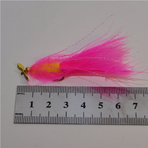 WS00114 - Long Shank - GH Herning fluen m/Propel - Farve: Gul/Pink med messing hoved og propel - Str. : 8