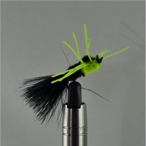 WS24026 - Long Shank - Montana rubber leg Chartreuse Black - Farve: Chartreuse/Sort - Str. : 10