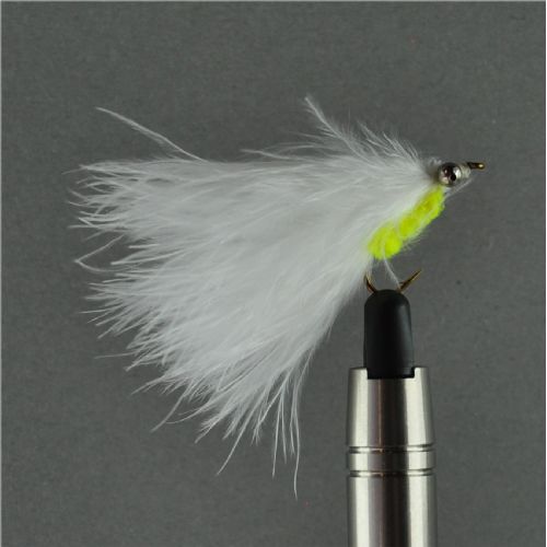 WS919 - Long Shank - Eyed Cat Whisker - Farve: Chartreuse/Hvid med sølv hoved - Str. : 10